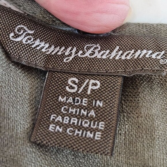 Tommy Bahama Tank Top Small Linen Olive Green Sleeveless Button Up - Picture 4 of 8